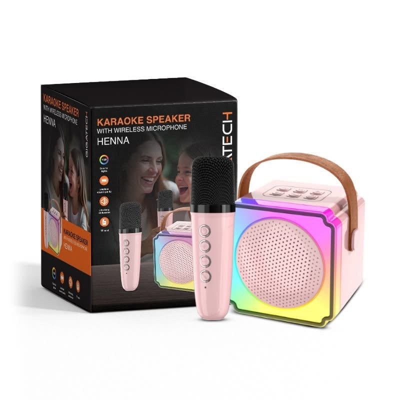 Zvučnik Gigatech HENNA (USBTFbluetooth) karaoke s wireless mikr., dječji, pink